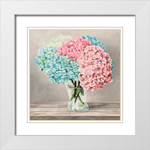 Fleurs et Vases Blanc II White Modern Wood Framed Art Print with Double Matting by Dellal, Remy