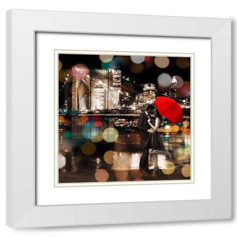 A Kiss in the Night- detail White Modern Wood Framed Art Print with Double Matting by Loumer, Dianne