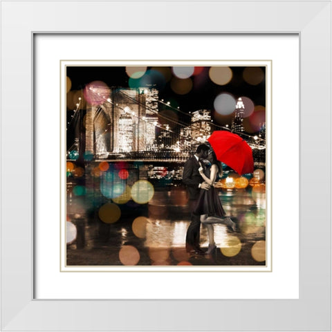 A Kiss in the Night- detail White Modern Wood Framed Art Print with Double Matting by Loumer, Dianne