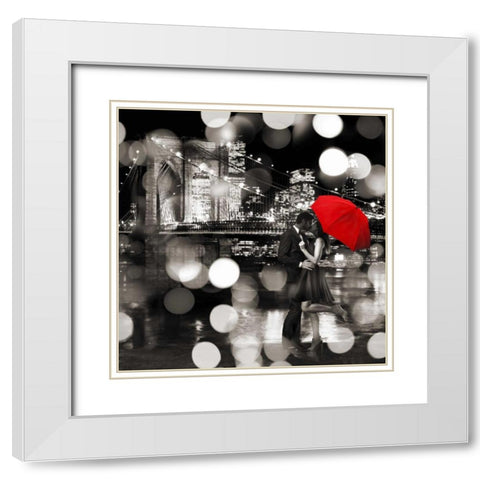 A Kiss in the Night- detail (BW) White Modern Wood Framed Art Print with Double Matting by Loumer, Dianne