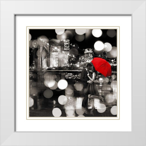 A Kiss in the Night- detail (BW) White Modern Wood Framed Art Print with Double Matting by Loumer, Dianne