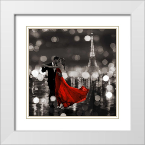 Midnight in Paris (BW) White Modern Wood Framed Art Print with Double Matting by Loumer, Dianne