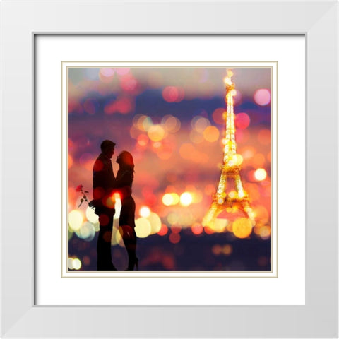 A Date in Paris (detail) White Modern Wood Framed Art Print with Double Matting by Loumer, Dianne