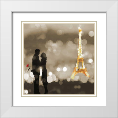 A Date in Paris (BW, detail) White Modern Wood Framed Art Print with Double Matting by Loumer, Dianne