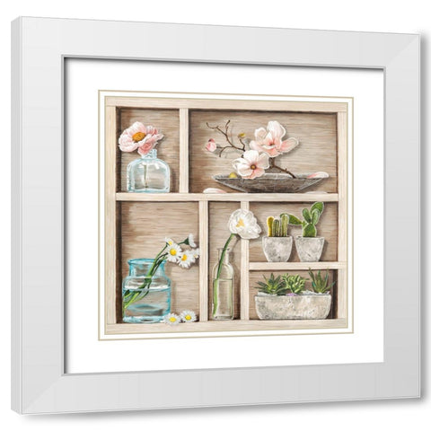 Fleurs et Memoires II White Modern Wood Framed Art Print with Double Matting by Dolci, Elena