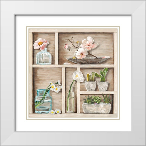 Fleurs et Memoires II White Modern Wood Framed Art Print with Double Matting by Dolci, Elena