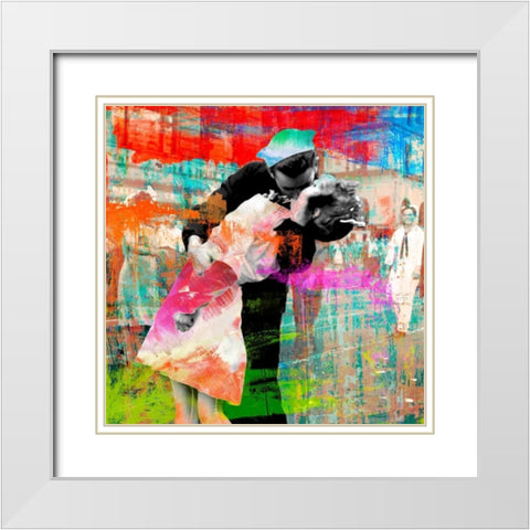 Kissing the War Goodbye 2.0- detail White Modern Wood Framed Art Print with Double Matting by Chestier, Eric