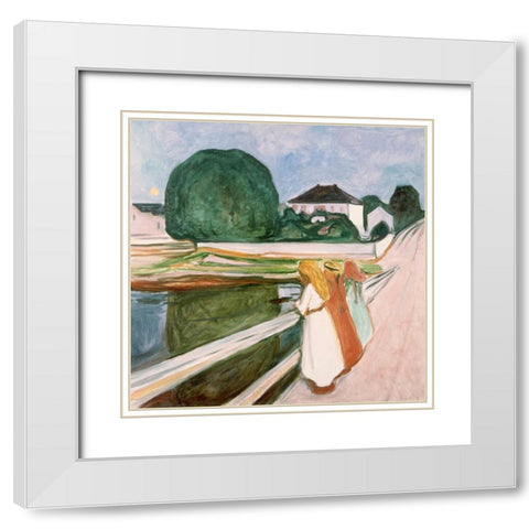 White Night White Modern Wood Framed Art Print with Double Matting by Munch, Edvard