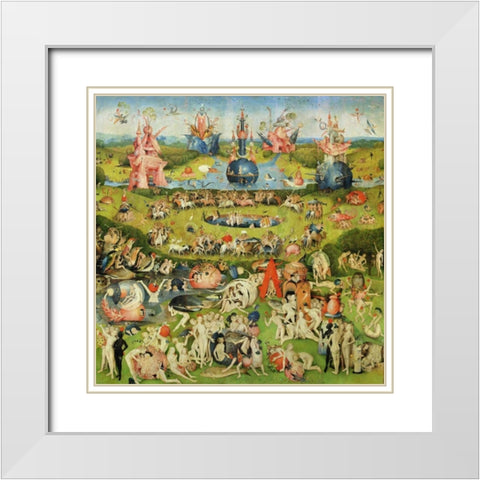 The Garden of Earthly Delights II White Modern Wood Framed Art Print with Double Matting by Bosch, Hieronymus