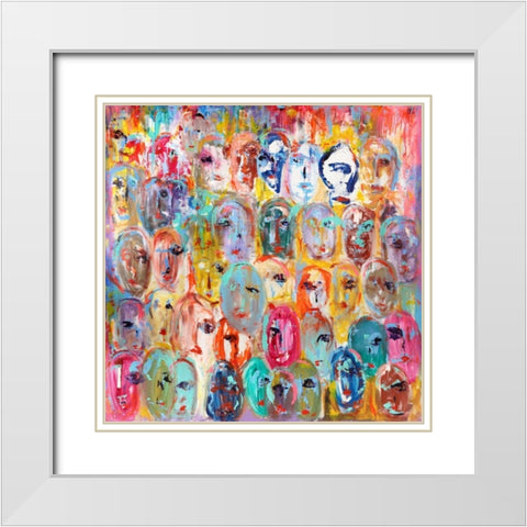 Facebook White Modern Wood Framed Art Print with Double Matting by Corrado, Italo