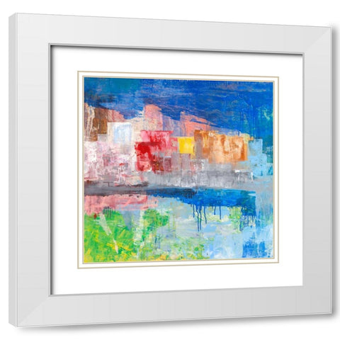 Villaggio sul lago White Modern Wood Framed Art Print with Double Matting by Corrado, Italo