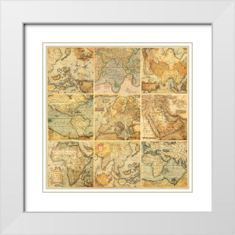 Around the World I White Modern Wood Framed Art Print with Double Matting by Joannoo