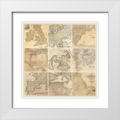 Around the World II White Modern Wood Framed Art Print with Double Matting by Joannoo
