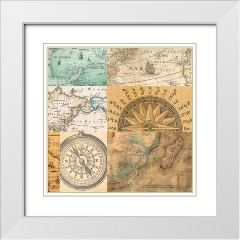 Cahiers de voyage III White Modern Wood Framed Art Print with Double Matting by Joannoo