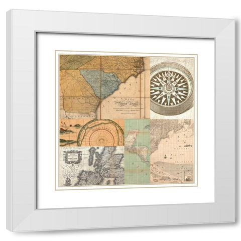 Cahiers de voyage IV White Modern Wood Framed Art Print with Double Matting by Joannoo