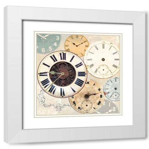 Timepieces I White Modern Wood Framed Art Print with Double Matting by Joannoo
