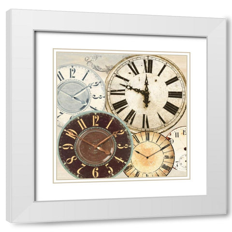 Timepieces II White Modern Wood Framed Art Print with Double Matting by Joannoo