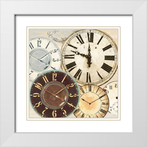 Timepieces II White Modern Wood Framed Art Print with Double Matting by Joannoo