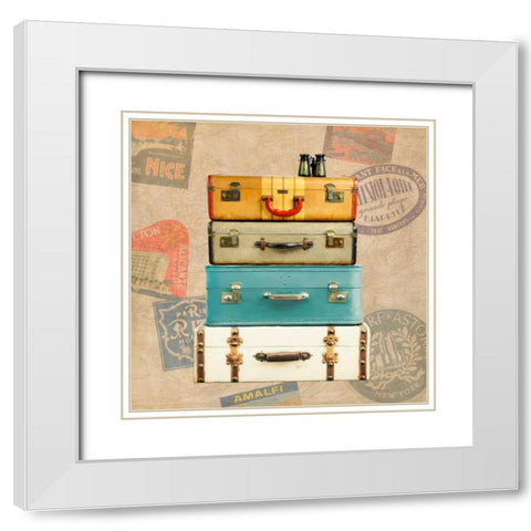 Bagage Ã  man I White Modern Wood Framed Art Print with Double Matting by Joannoo