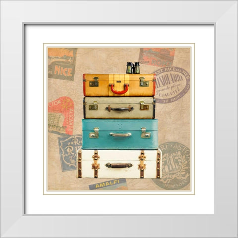 Bagage Ã  man I White Modern Wood Framed Art Print with Double Matting by Joannoo