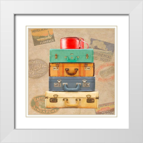 Bagage Ã  man II White Modern Wood Framed Art Print with Double Matting by Joannoo