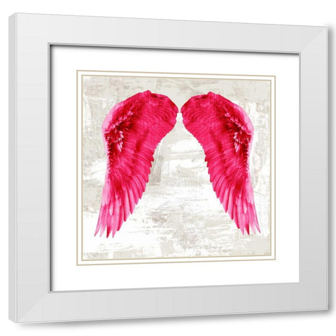 Angel Wings III White Modern Wood Framed Art Print with Double Matting by Joannoo