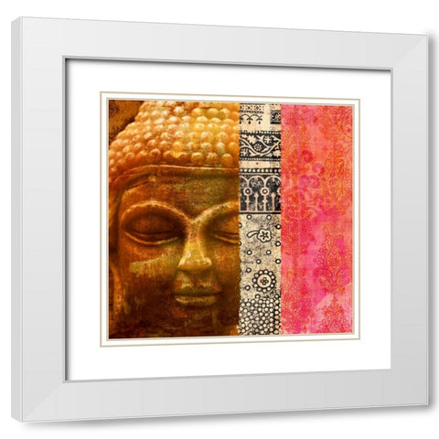 Siddharta (detail) White Modern Wood Framed Art Print with Double Matting by Joannoo