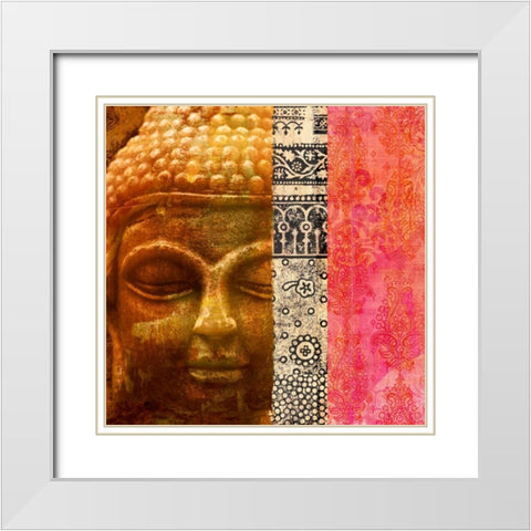 Siddharta (detail) White Modern Wood Framed Art Print with Double Matting by Joannoo