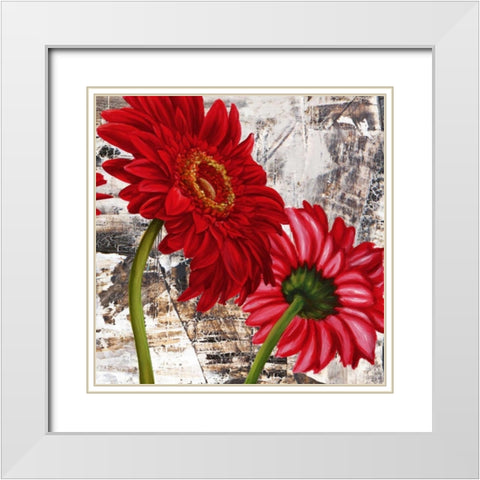Red Gerberas III White Modern Wood Framed Art Print with Double Matting by Thomlinson, Jenny