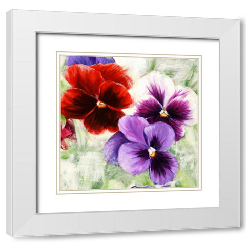 Pansies I White Modern Wood Framed Art Print with Double Matting by Thomlinson, Jenny