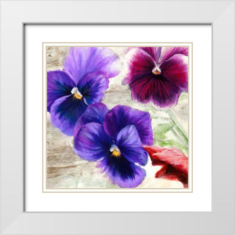 Pansies II White Modern Wood Framed Art Print with Double Matting by Thomlinson, Jenny