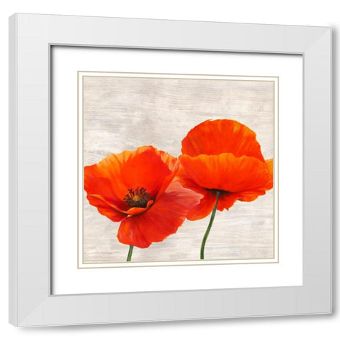 Bright Poppies II White Modern Wood Framed Art Print with Double Matting by Jenny, Thomlinson