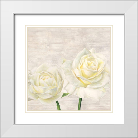 Classic Roses I White Modern Wood Framed Art Print with Double Matting by Jenny, Thomlinson