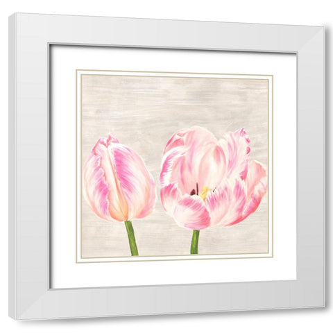 Classic Tulips I White Modern Wood Framed Art Print with Double Matting by Jenny, Thomlinson