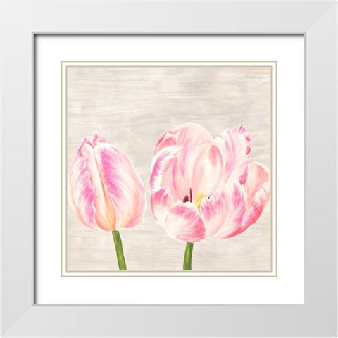 Classic Tulips I White Modern Wood Framed Art Print with Double Matting by Jenny, Thomlinson