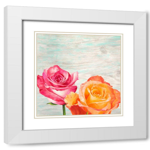Funky Roses II White Modern Wood Framed Art Print with Double Matting by Jenny, Thomlinson