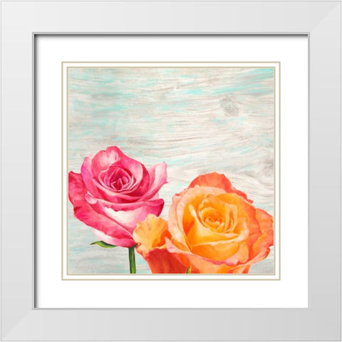 Funky Roses II White Modern Wood Framed Art Print with Double Matting by Jenny, Thomlinson