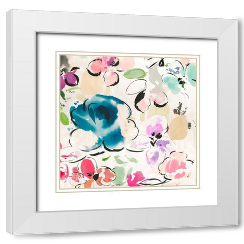 Floral Funk I White Modern Wood Framed Art Print with Double Matting by Parr, Kelly