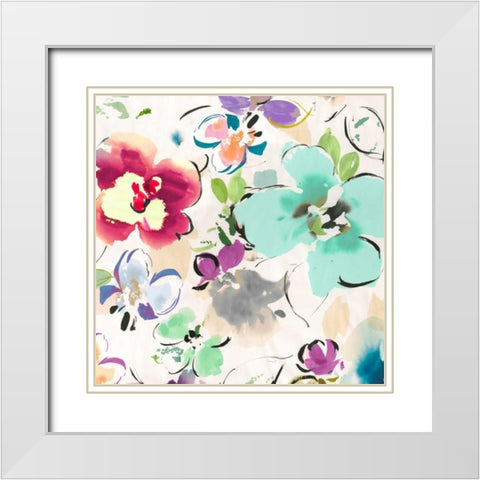 Floral Funk II White Modern Wood Framed Art Print with Double Matting by Parr, Kelly