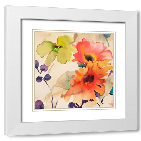 Floral Fireworks I White Modern Wood Framed Art Print with Double Matting by Parr, Kelly