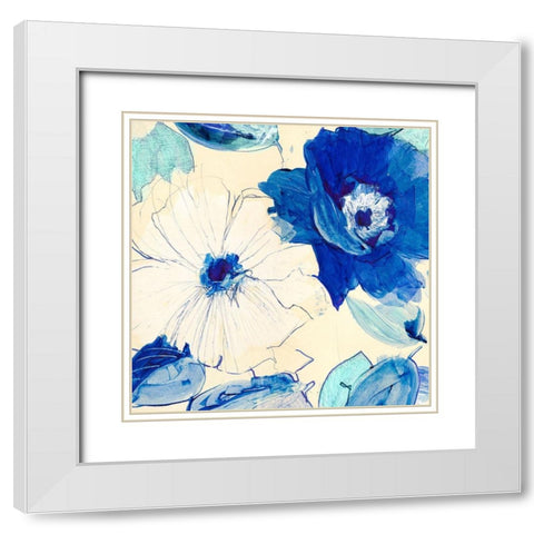 Toile Fleurs I White Modern Wood Framed Art Print with Double Matting by Kelly, Parr
