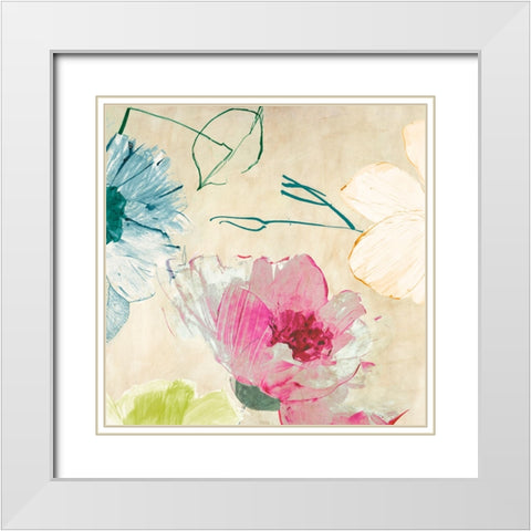 Colorful Floral Composition I (detail) White Modern Wood Framed Art Print with Double Matting by Parr, Kelly