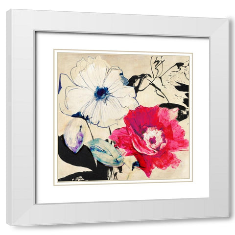 Colorful Floral Composition II (detail) White Modern Wood Framed Art Print with Double Matting by Parr, Kelly