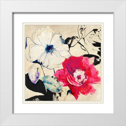 Colorful Floral Composition II (detail) White Modern Wood Framed Art Print with Double Matting by Parr, Kelly