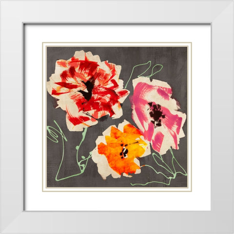 Neon Flowers I (detail) White Modern Wood Framed Art Print with Double Matting by Parr, Kelly