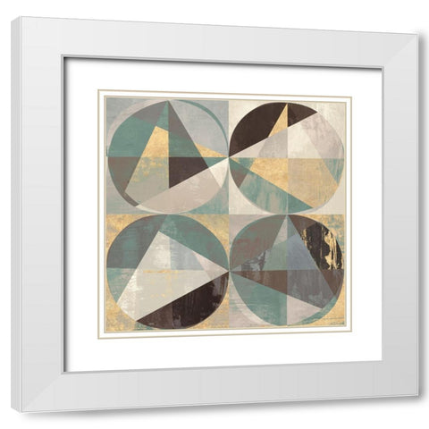 Jade and Gold White Modern Wood Framed Art Print with Double Matting by Kaj, Rama