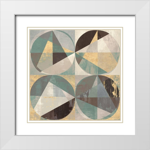 Jade and Gold White Modern Wood Framed Art Print with Double Matting by Kaj, Rama
