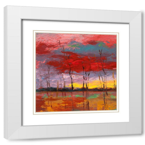 Tramonto sul bosco I White Modern Wood Framed Art Print with Double Matting by Lucas