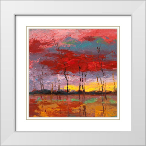 Tramonto sul bosco I White Modern Wood Framed Art Print with Double Matting by Lucas