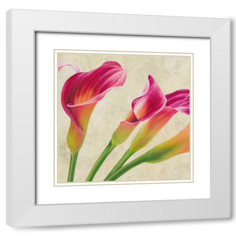 Calla parade White Modern Wood Framed Art Print with Double Matting by Villa, Luca